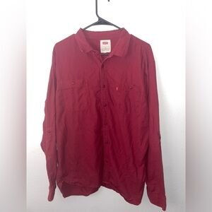 Levi’s Mens XL Red Long Sleeve Button Down Shirt "Modern" XL W/ Pockets
